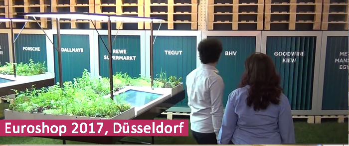 allestimento fiera Euroshop Dusseldorf con prismi rotanti