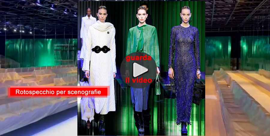 Rotospecchio scintillante allestimento creativo per scenografie eventi, vetrine punti vendita